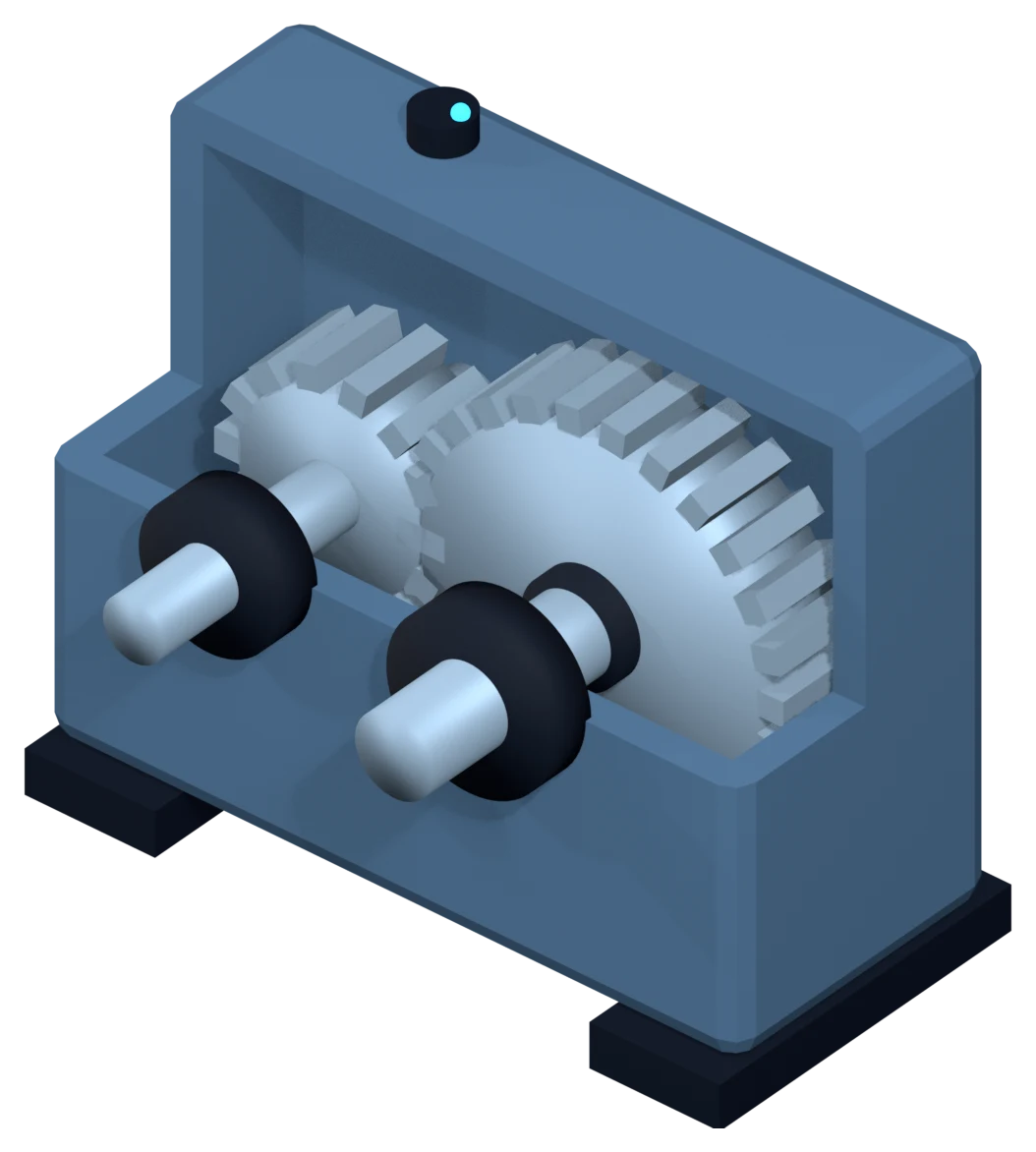 Cutaway gearbox with a gear pair